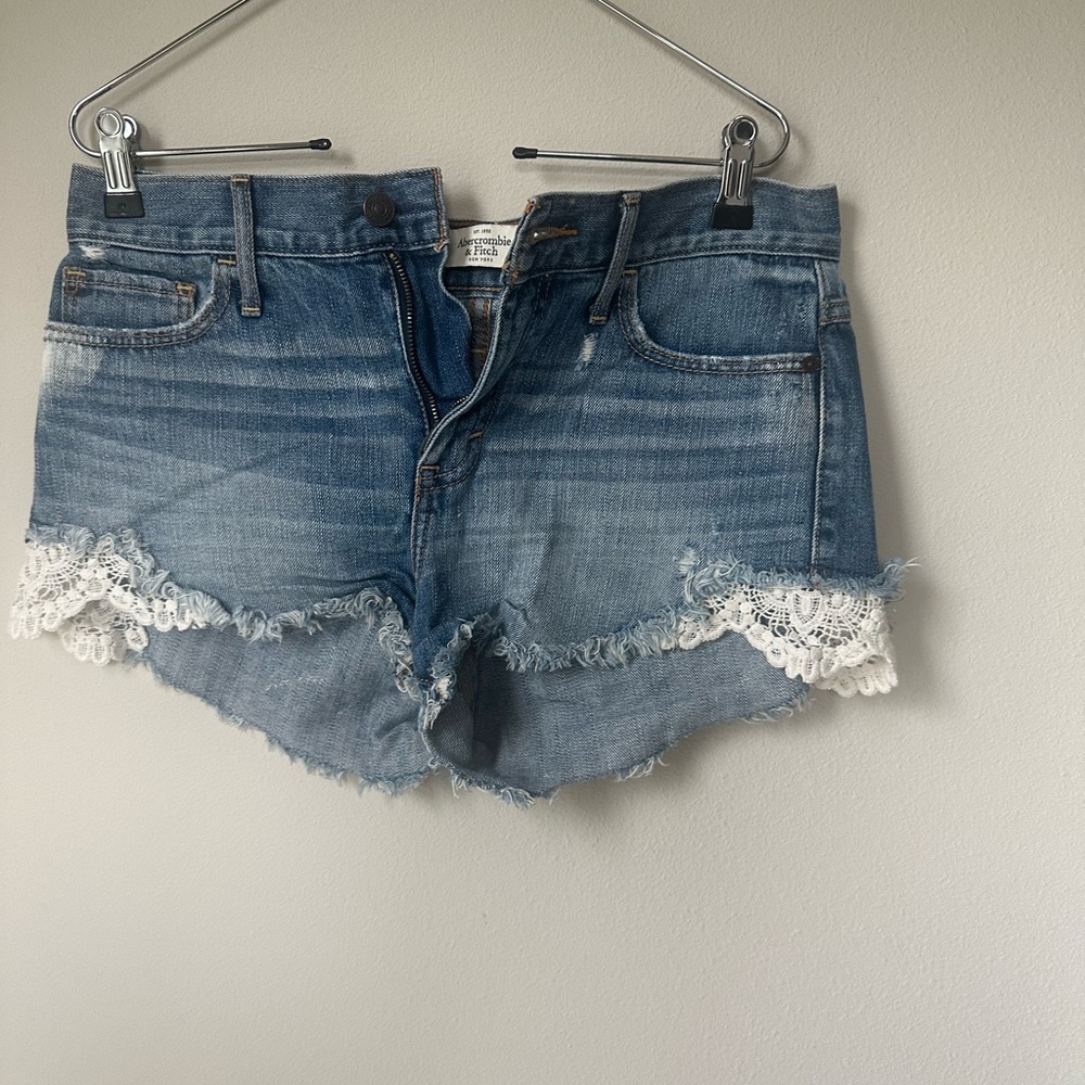 Abercrombie & Fitch Denim Lace Trim Women Shorts 27